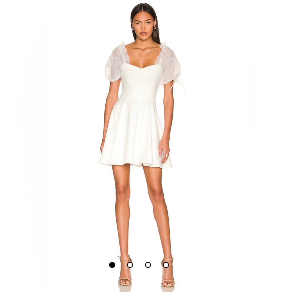 Amanda Uprichard White Puff Sleeve Mini Dress